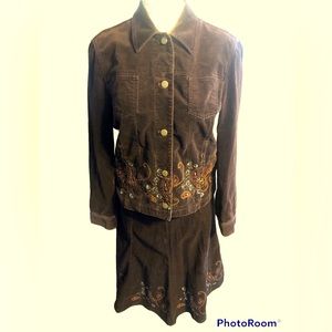 2 piece, Button Up Top, Skirt Bottom. 100% Cotton. Size Medium. Velvety feel